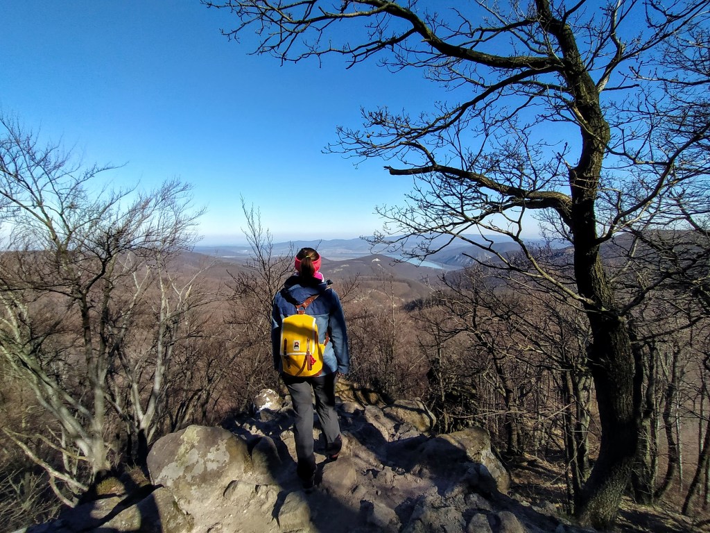 At the top of the clif, gazing out at the Danube river