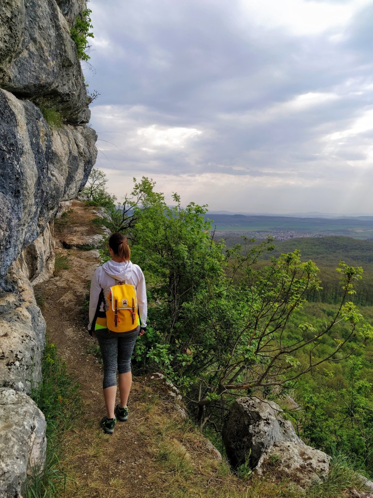 Walking on the cliff ledge